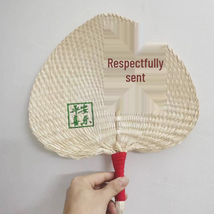 Handmade Summer Sunflower and Embroidery Print Handheld Fans: Grass Woven, Round, Banana, and Cattail Styles