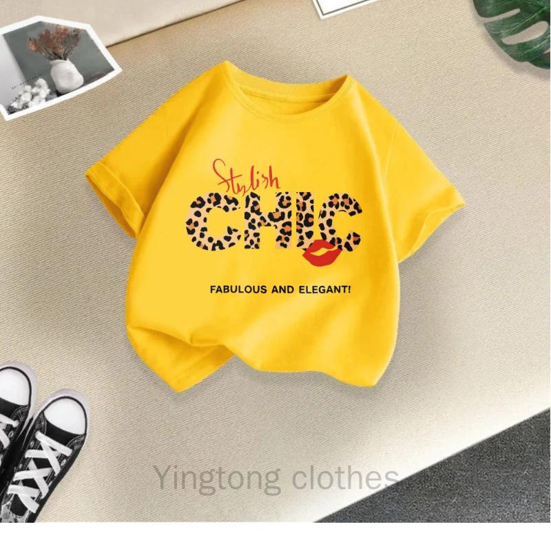 Children's Short-sleeved Summer Fashion Girls' T-shirt Bottoming Shirt New Half-sleeved Baby Round Neck Top Cotton