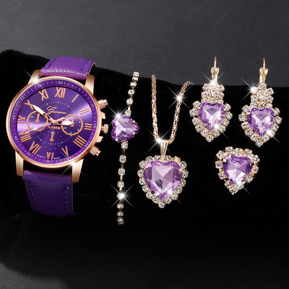 

Women s casual quartz watch + bracelet set, suitable for wearing in all places, Ramadan, Valentine s Day, Mother s Day, Birthday