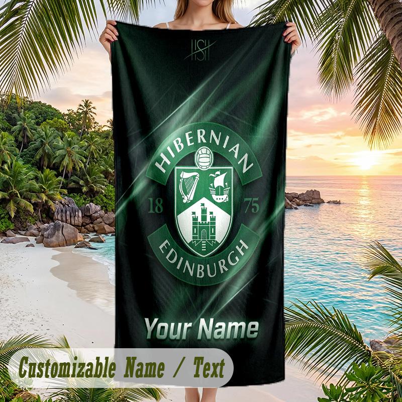 Beach Towel Hibernian FC Print Custom Name Text Soft Towel for Swimming Pool
