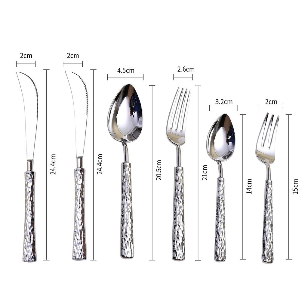 304 Stainless Steel Relief Stone Creative Light Luxury High-end Restaurant Steak Knife Fork Hotel Tableware Set Dessert Spoon