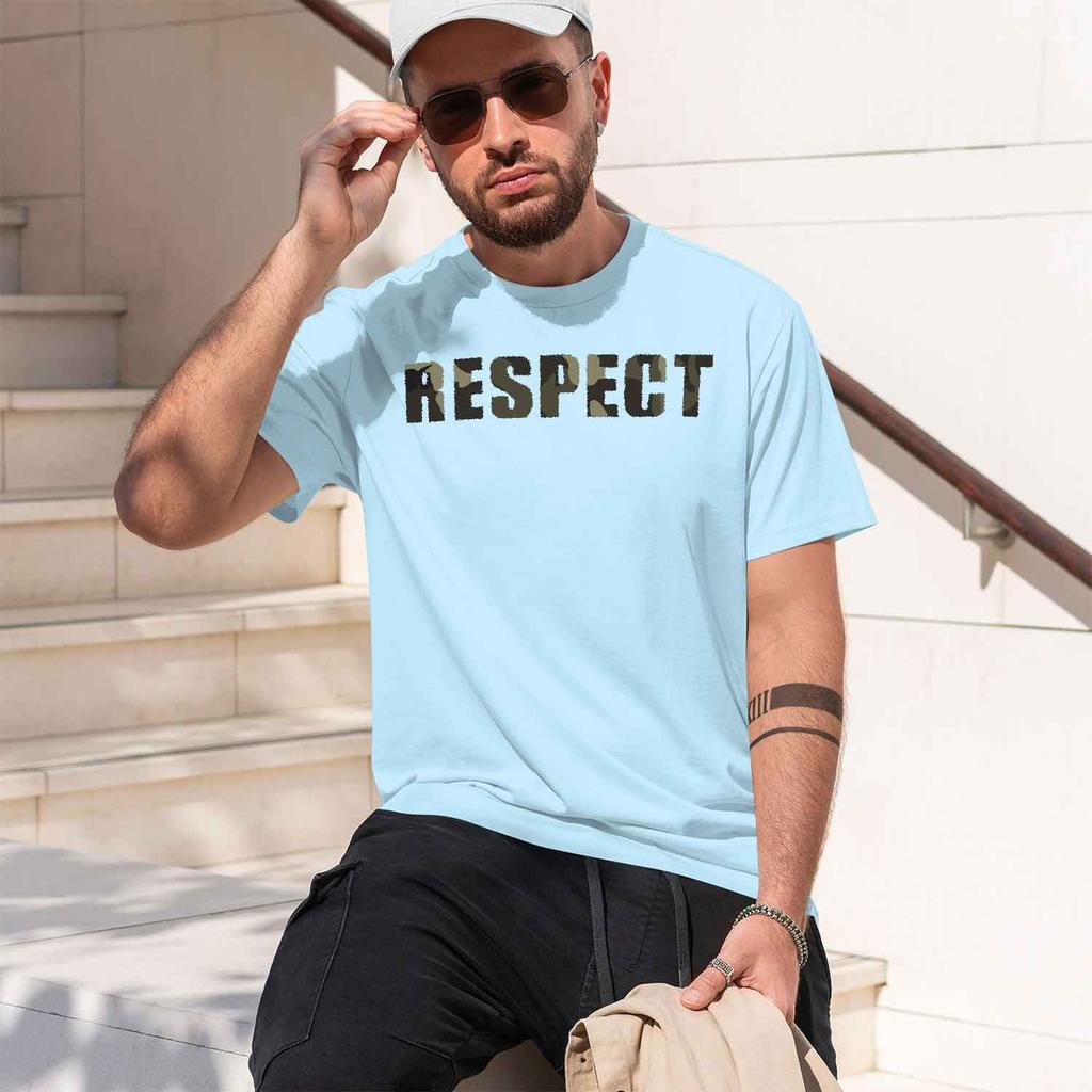 2026 New Model Unisexs Summer 100 Cotton Fashionable Casual Loose Plus Size Respect Letter Printed Sports Round Neck Short Sleeve