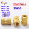 Copper Hot Press Embedded Insert Nut Knurled Body UNC UNF Thread Through Hole Brass Injection Molding Fastener Nuts