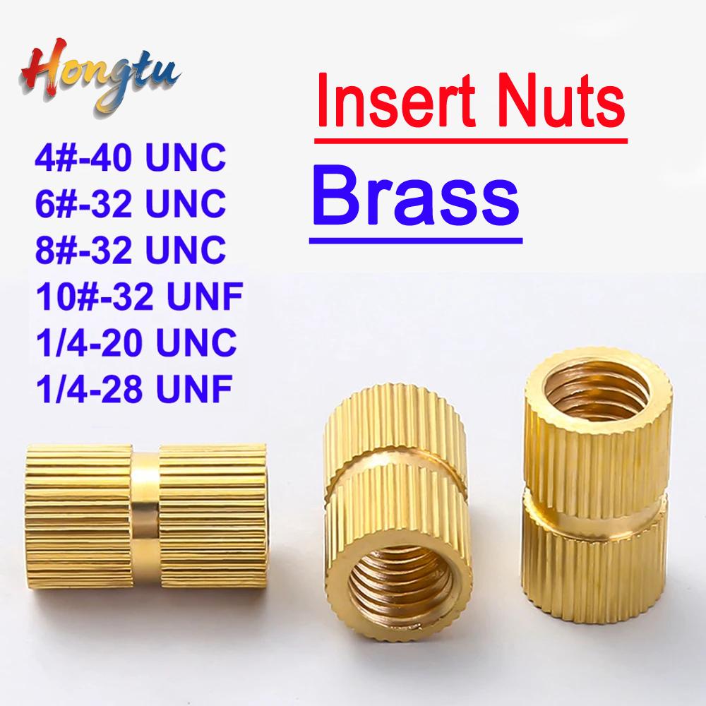 Copper Hot Press Embedded Insert Nut Knurled Body UNC UNF Thread Through Hole Brass Injection Molding Fastener Nuts