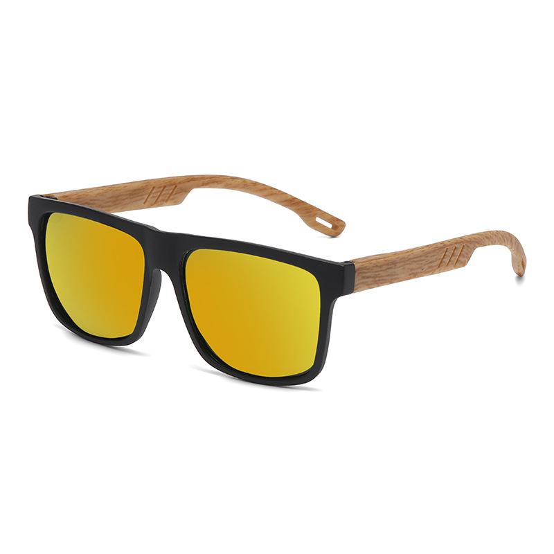Retro UV-proof Bamboo Square Sunglasses for Men Polarized UV400 Fashion Sunglass Mirror Sport Sun Glasses Driving Oculos