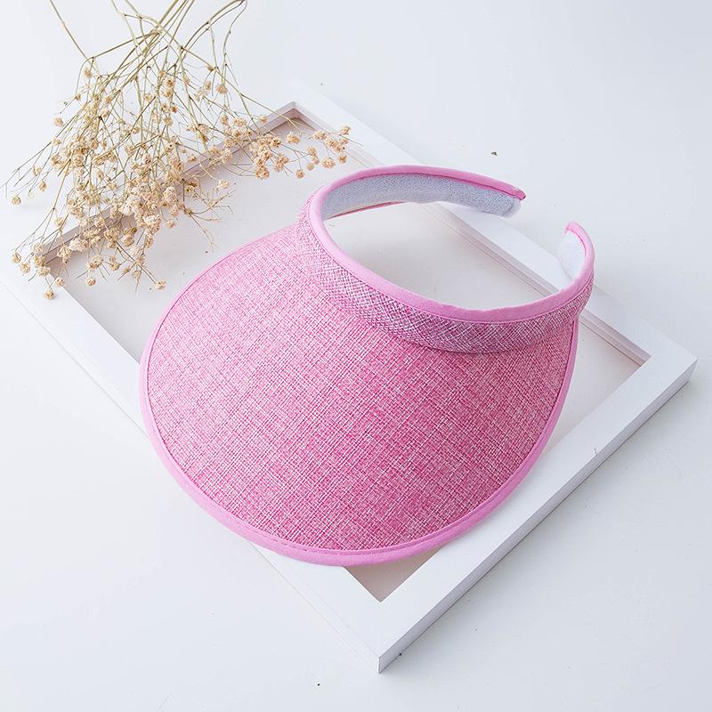Women's Ladies Summer Weave Straw Empty Top Beach Cap Clip-On Large Wide Brim UV Protection Breathable Sun Visor Hat Girl Hat