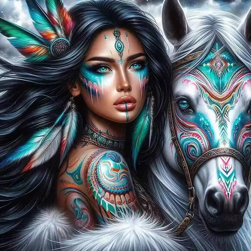 Женские DIY Алмазные картины Лошадь Ручная работа Квадратный Круглый Алмазная мозаика Животное Алмазная вышивка Арт Праздничный подарок Round 20X20cm