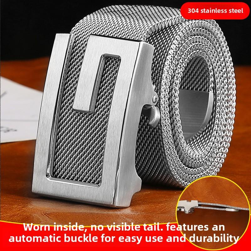 Inside 304 stainless steel belt buckle head Men's belt buckle Outdoor Full metal belt chain Trendy men's leisure
