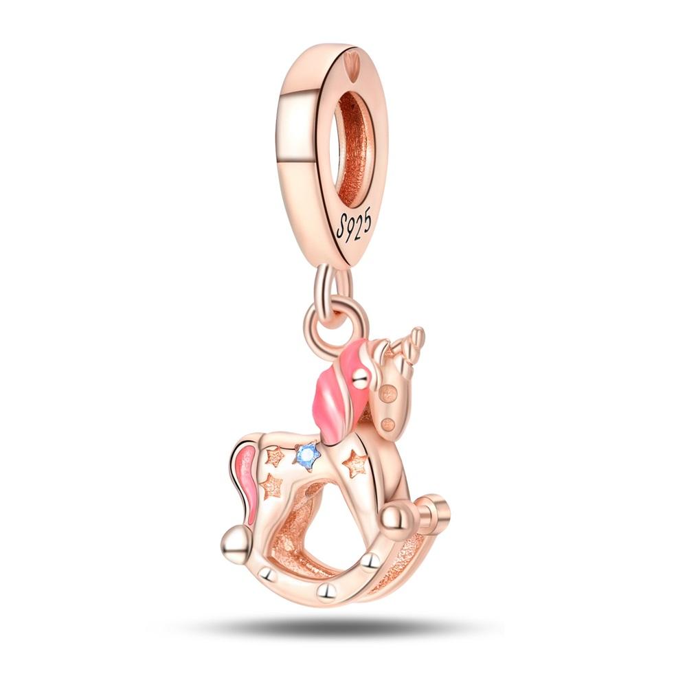 

Authentic Original Copper Metal Charm Bead Components Luxury Rose Gold Dreamy Horse Pendant Bead Component Bead Components Compatible With Bracelet