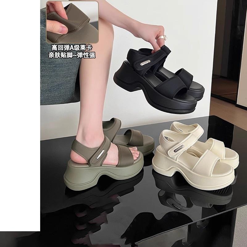 Small Man Increases Height 7CM Platform Sandals Women's Summer New Casual Cool Slippers Wear Velcro Beach Sandals