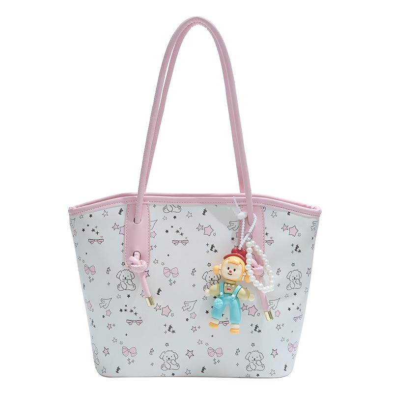 

2025 autumn fashion casual simple retro fresh niche bread puppy cloud roaming tote bag ladies commute розовый