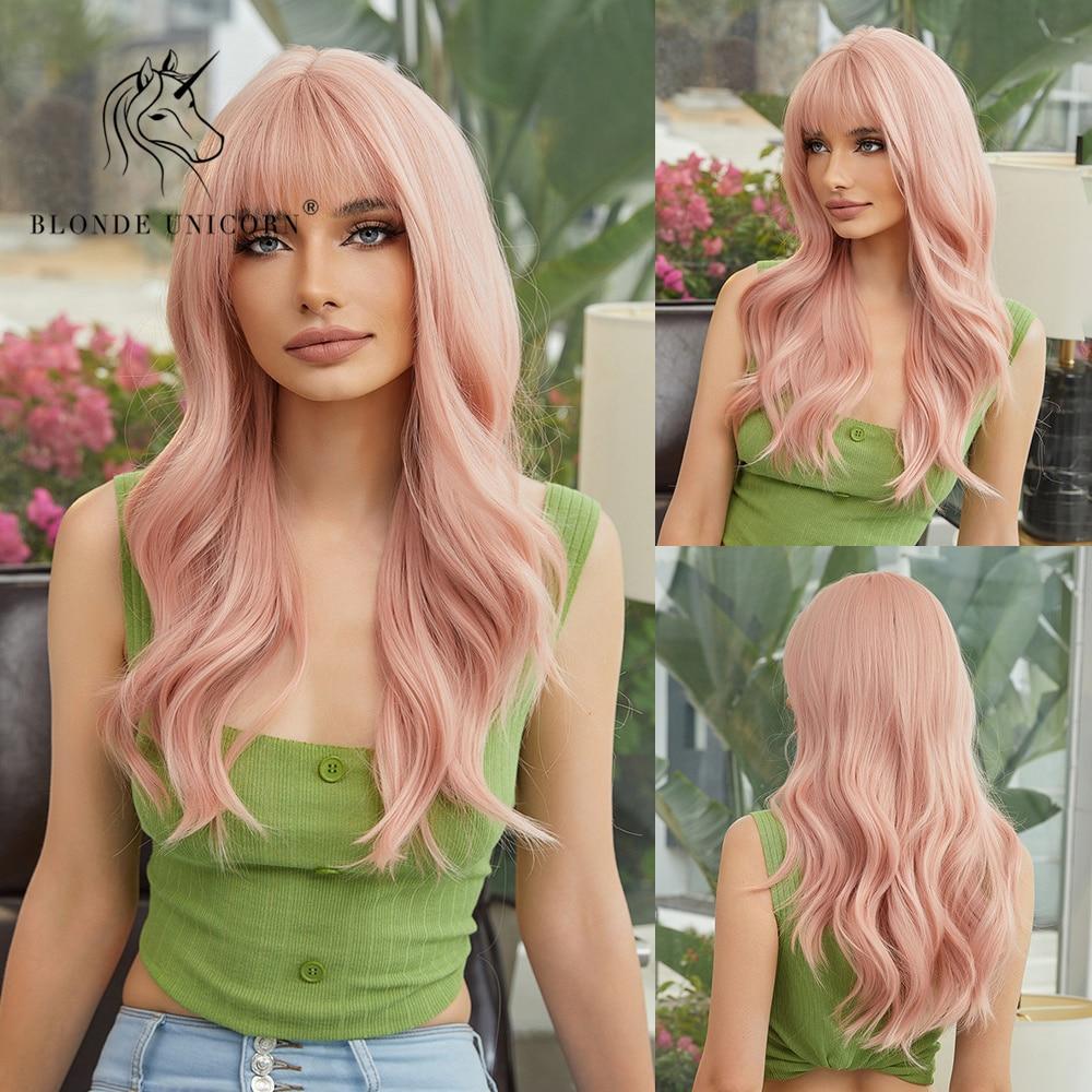 Women Long Body Wavy Synthetic HairTypeWigs Ash Gray Blonde Cosplay Party Lolita Wig with Bangs