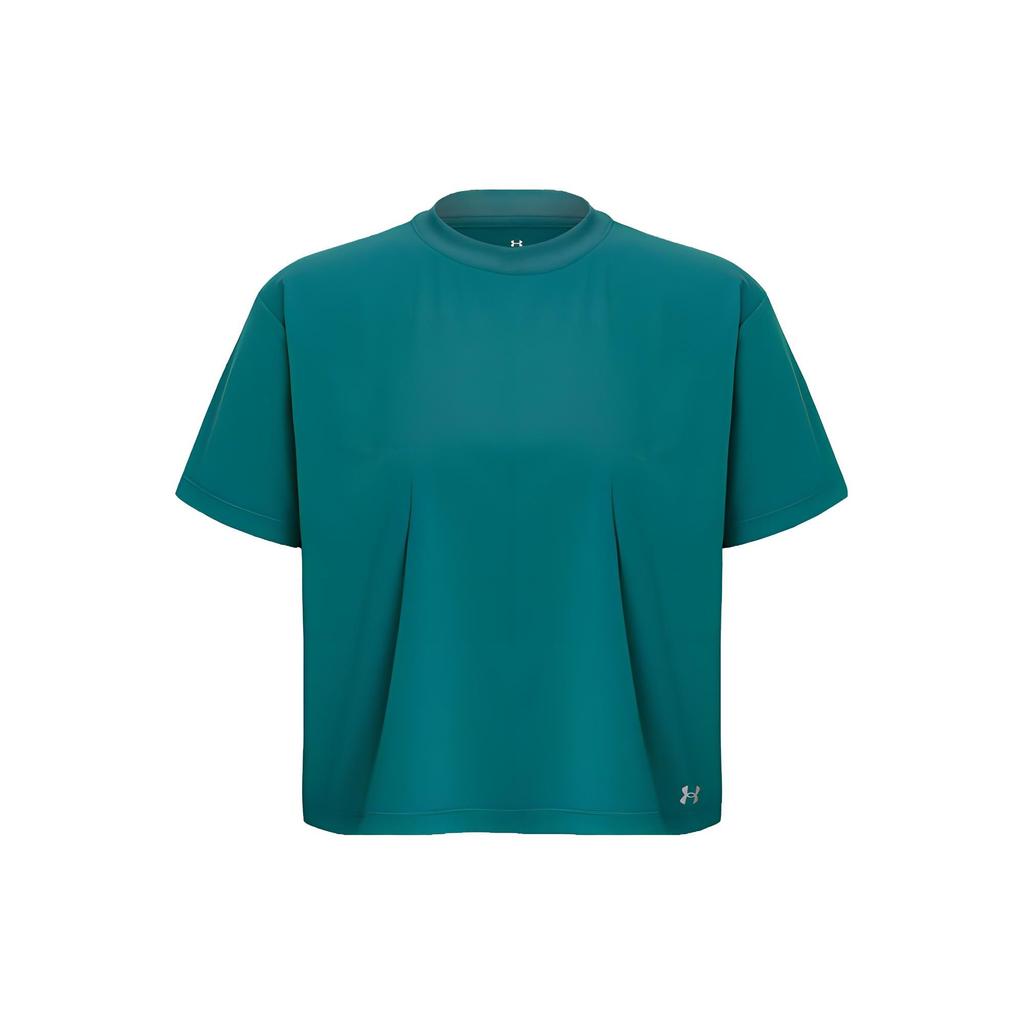 Under Armour Solid Color Short Sleeve Round Neck T-Shirt Women Tops Coastal-Blue 1376339-722