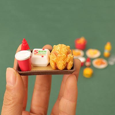 6Pcs/10Pcs/Set Miniature Dollhouse Hamburger Coke Cup Fast Food For Doll House Play Kitchen Ice Cream Accessories Toy