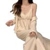 Hot-Selling 2024 Women's Long Sleeve Floral Pajama Set - Sexy Spring & Autumn Three-Piece with Chest Pads