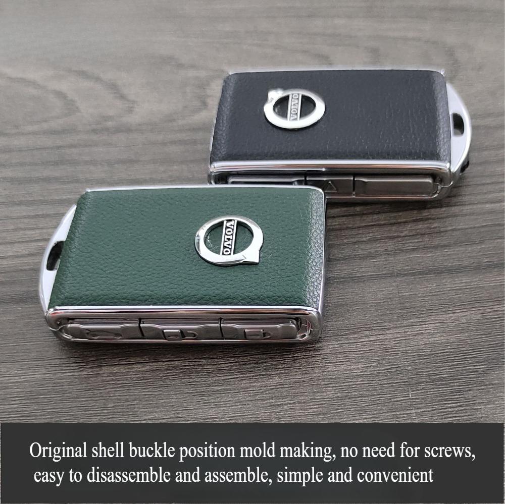 Genuine Leather Shell Keycase for Volvo XC60/S90/S60/XC40/XC90 Alloy Modification And Replacement Car Key Case