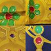 Used CELINE Large Silk Scarf, Jewelry Pattern, Equestrian, Belt, Chain, Gripoix, Arc de Triomphe, Gold, VINTAGE
