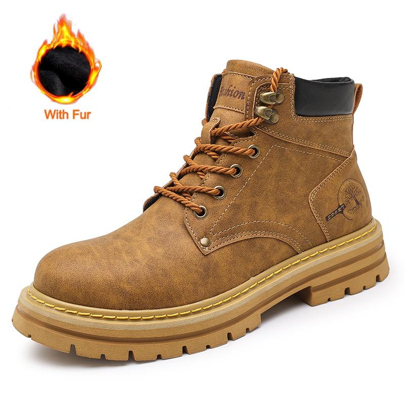 

Classic Men Boots New Outdoor High Quality Thick Sole Height Increase Casual Trend Lace-up Non-Slip Mens Hiking Shoes 44