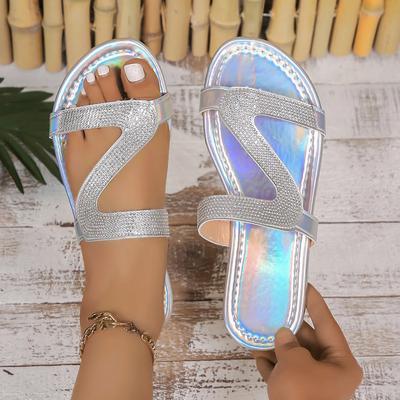 Fashion 2024 New Sexy Sandals Women Shiny Rhinestone Casual Outdoor Travel Flip Flop Beach Shoes Non-slip Slippers Sandalias Femininas