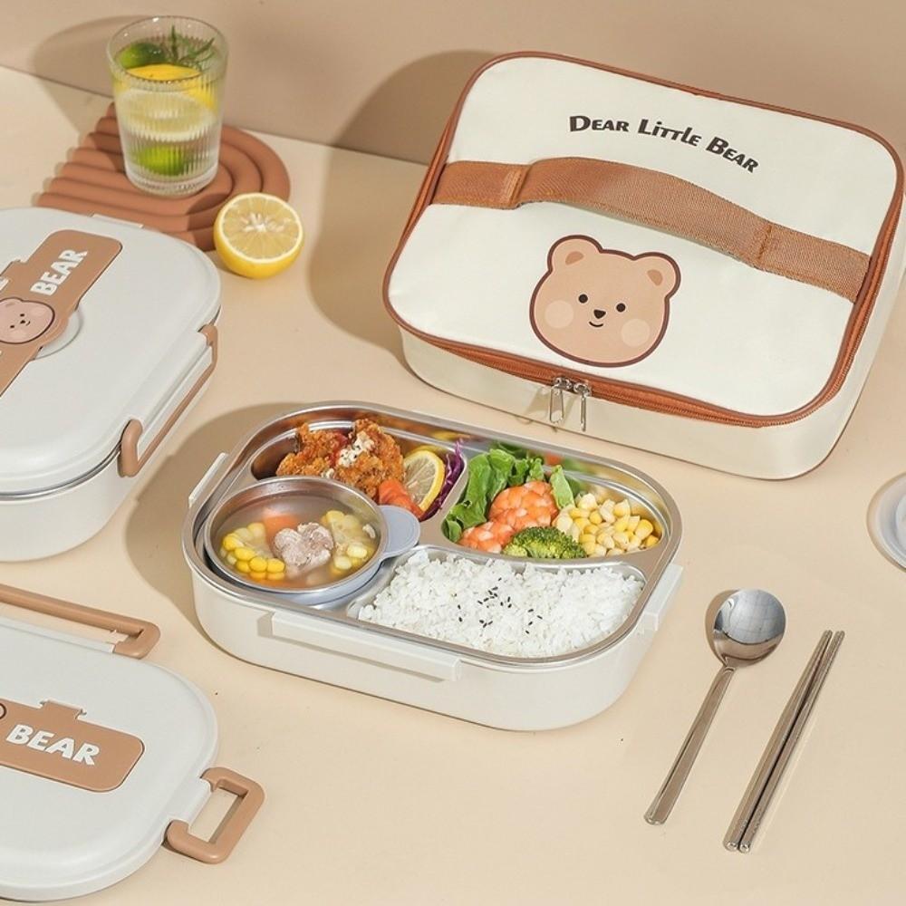 Leakproof Stainless Steel Lunch Box Portable 4 Grids Lunch Box Sealed Food Container  Lunch Use
