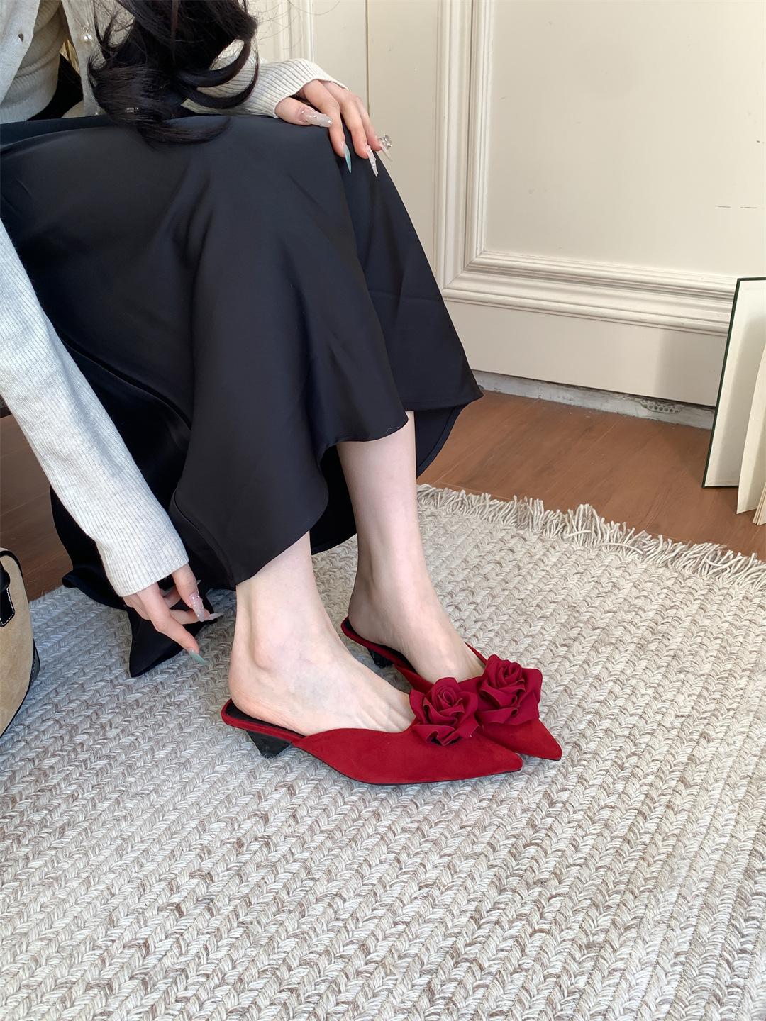 

Grape mother spring new empty single shoes women s 2025 French camellia pointed women s shoes soft sole not tired feet shoes 39 красный