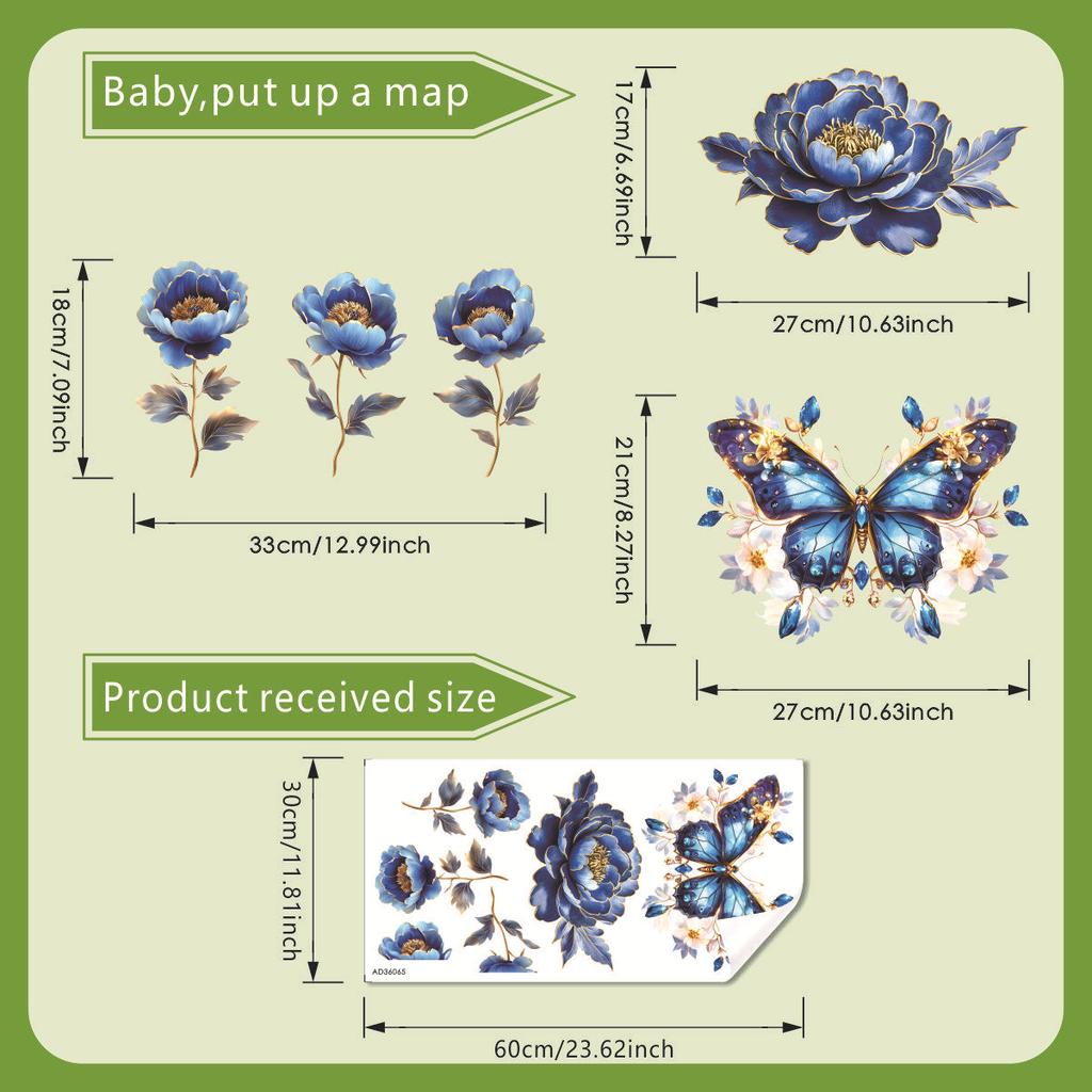 Dream Blue Butterfly Wall Sticker Bathroom Toilet Sticker WC Self Adhesive Mural Beautify Flower Home Decoration Decals Bathroom