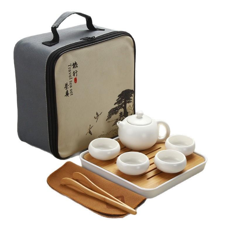 Jiangtai Hui Dehua Pottery Travel Tea Set Portable Outdoor Xishi Pot Business Gift