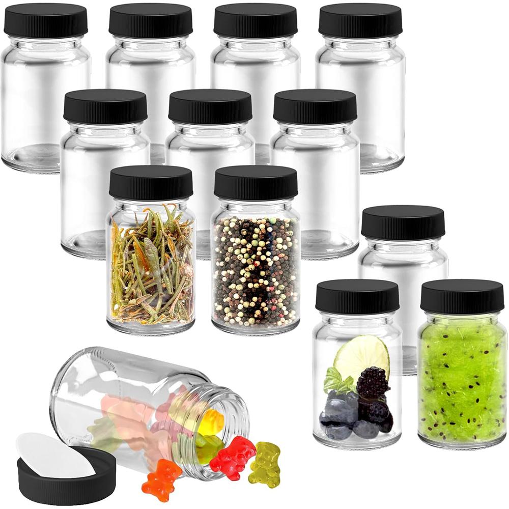 2oz Glass Shot Bottles, Reusable Small Mason Jar Shot Glasses Cute Juice Bottles Storage Container with Leak Proof Lids