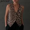 Women's Summer Statement Fashion Cropped Animal Print Waistcoat Jacket Top