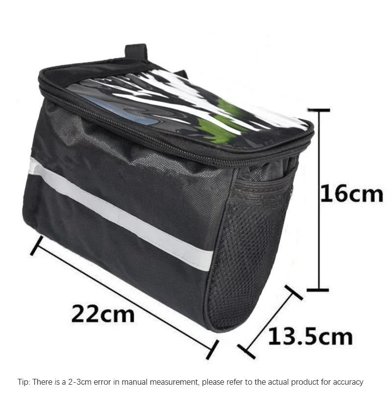 Bicycle Front Handlebar Bag Outdoor Cycling Bike Phone Mount Bags Bike MTB with Reflective Strip Front Bag Handlebar Bag