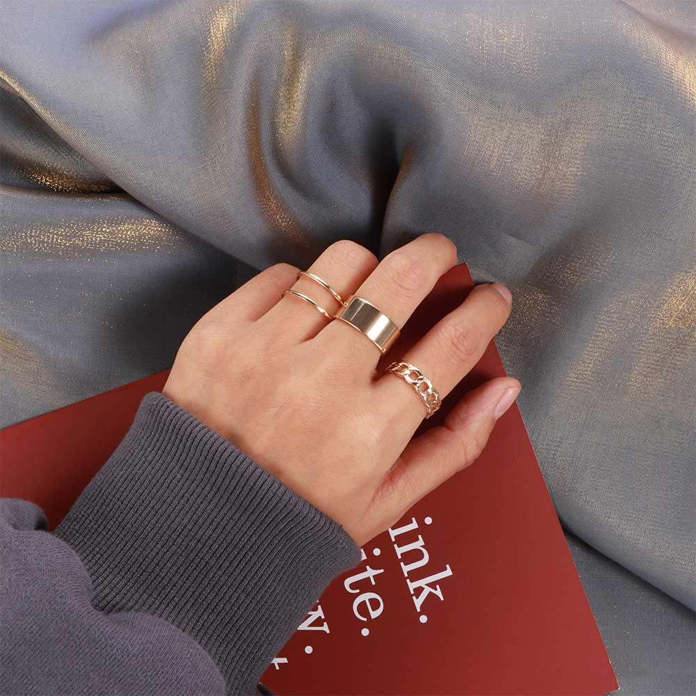 Wide Ring Korea Round Vintage Geometric Simple Chain Jewelry Open Rings Rings Set Women Gifts