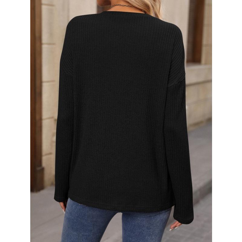 New Autumn and Winter Independent Station Loose Casual Pit Strip Long-sleeved Button T-shirt