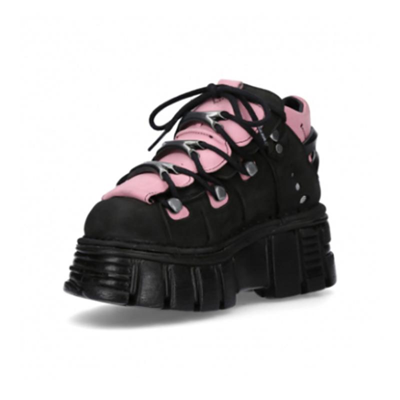 Punk Sneakers for Men Thick Sole Metal Decor Lace-Up Casual Shoes Women Gothic Punk Shoes Thick Sole Flat Trainer Unisex 44 45