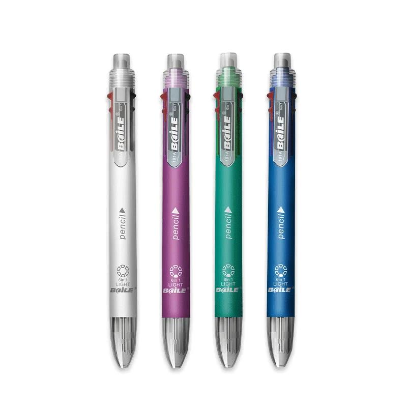 6-in-1 Mehrfarbiger Kugelschreiber-Set Einziehbar 5 Farben und Mechanischer Bleistift in einem Stift Multifunktionsstift Schreibwaren