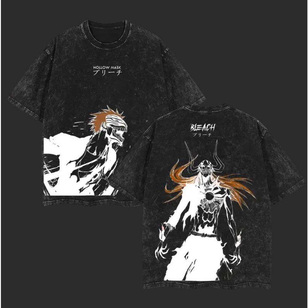 Ichigo Kurosaki Graphic T-shirt Anime Vintage Washed Oversized T Shirt Men Women Clothing Short Sleeve Tees
