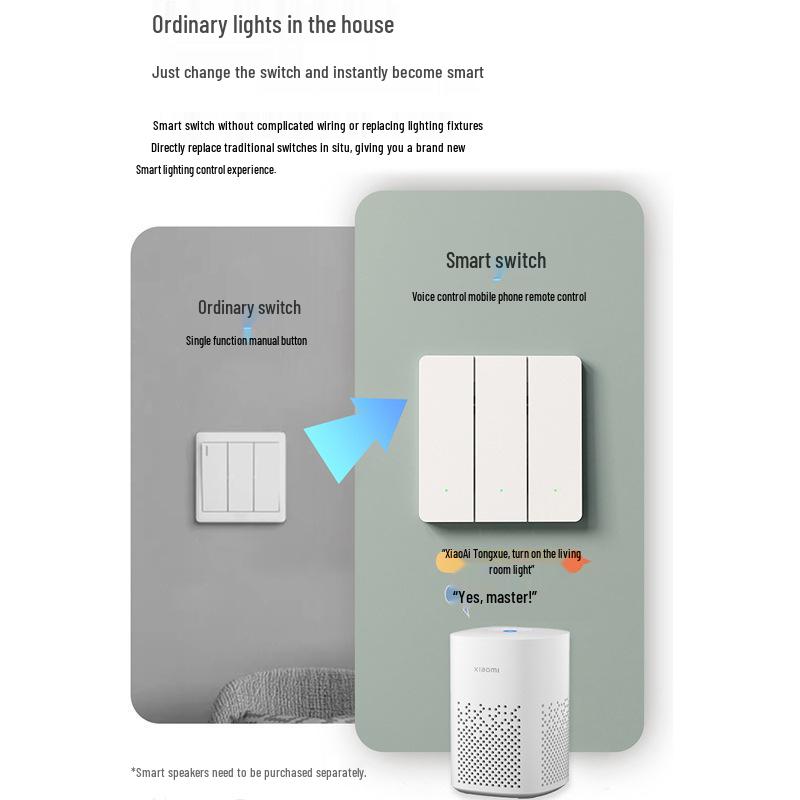 Ultra-thin Skin-Feel Switch Panel with Mijia App & Xiaoai Tongxue Voice Control