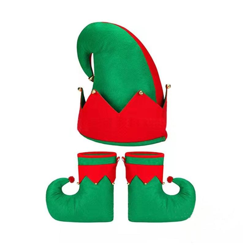 Christmas Hat Shoes Set Good for Fairy Theme Cosplay,Fancy Dress Parties