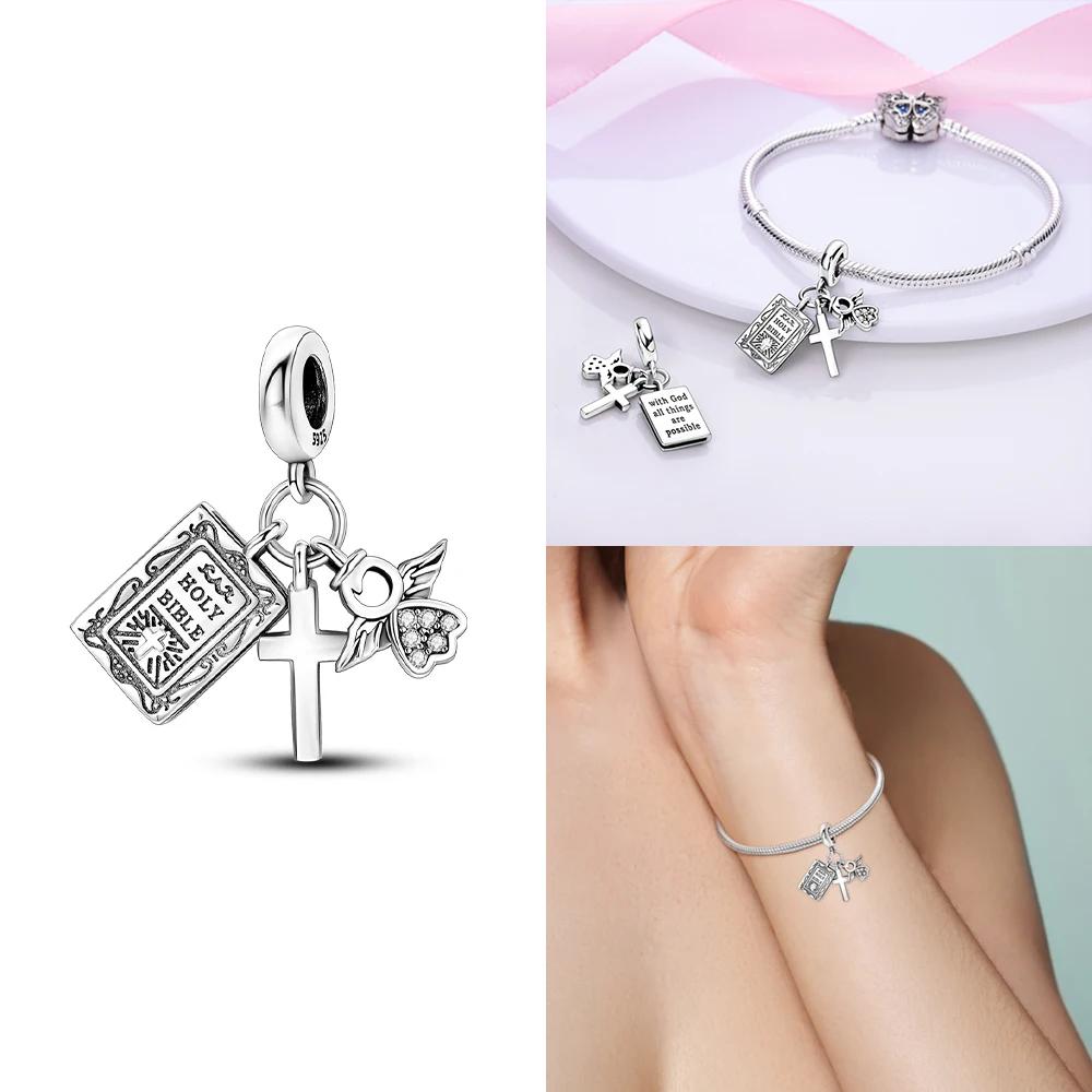 Dangle Charms Cross Angel Pyramid Pharaoh Copper Baeds Fit Original Bracelet Diy Jewelry Charms Accessory Fine Gift