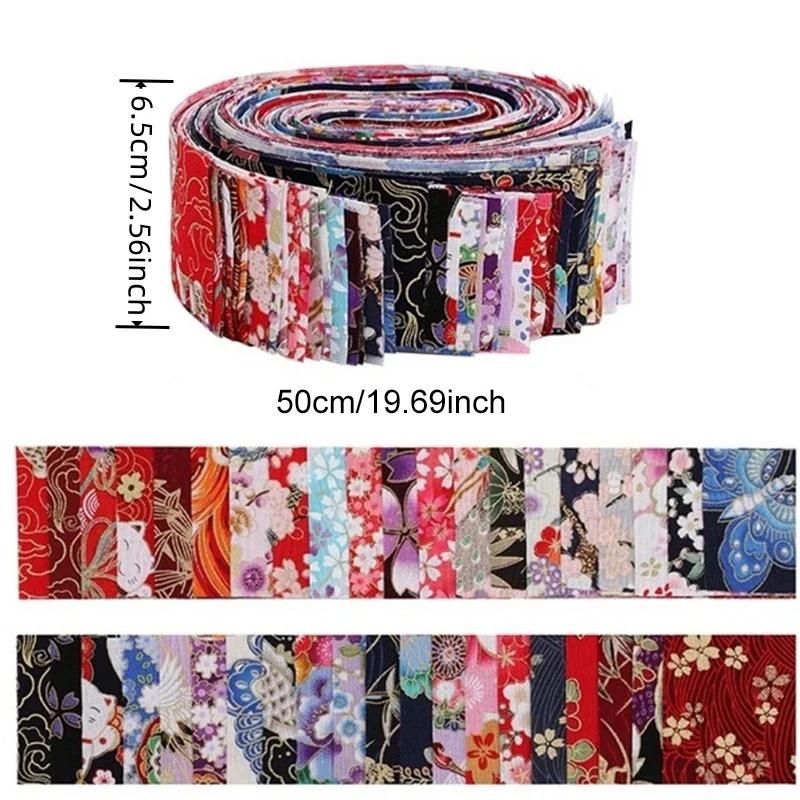 40Pcs Jelly Roll Strips for Patchwork Sewing Quilting Material Wrapping Cloth Japanese DIY Craft Fabric Cotton Fabric