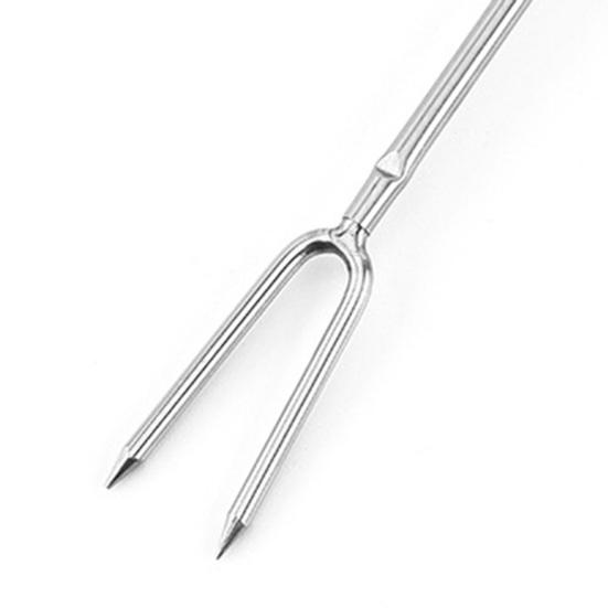 2Pcs Retractable BBQ Fork with V-Shaped Prongs Non-Slip Handle Stainless Steel Grilling Fork Portable Outdoor Cooking Tool for Camping Picnic Party