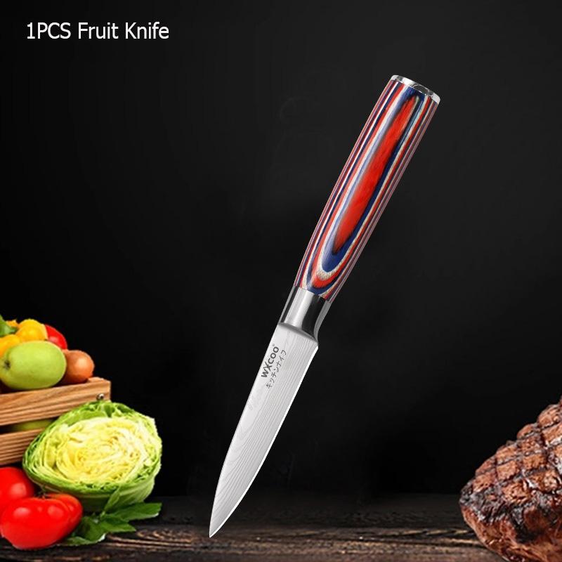WXCOO 3.5inch Kitchen Knives Damascus Steel Fruit Paring Meat Cleaver Cutting Knife for Fruit Vegetable Utility Knife