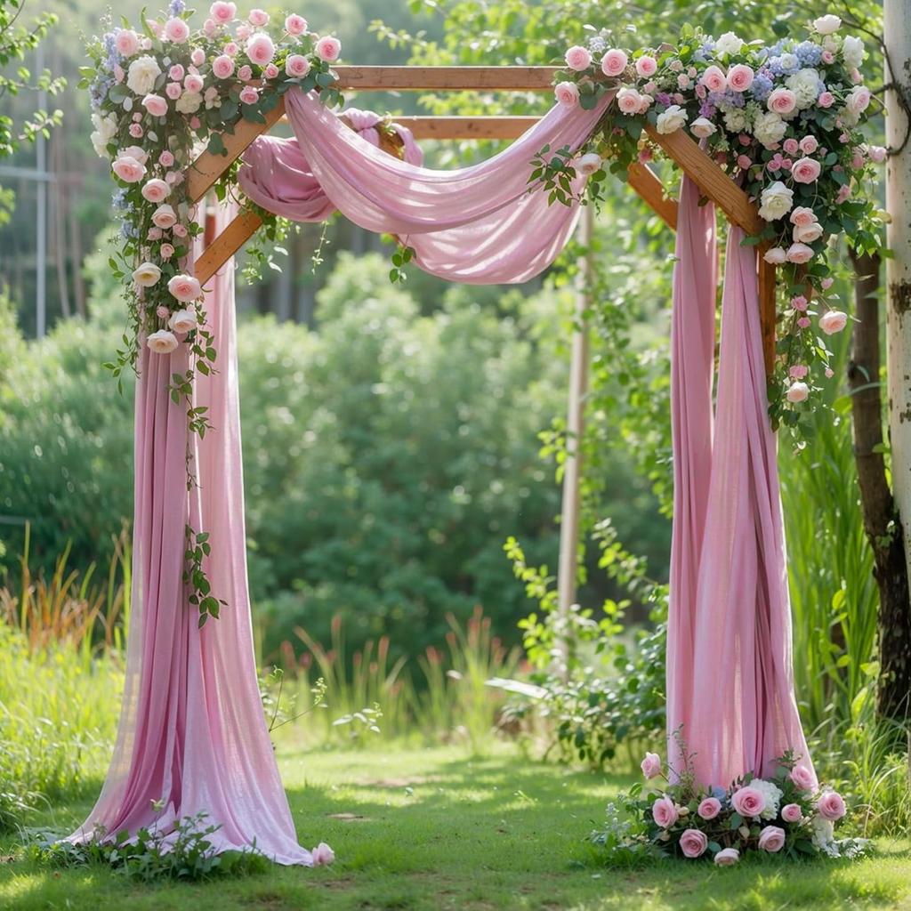 Wedding Arch Draping Fabric, 1 Panel 6/10M Champagne Sheer Backdrop Curtain Wedding Arch Decorations for Wedding Party Ceiling