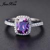 Fashion Mystic Fire Crystal Stone Rings For Women CopperColor Square Blue Pink Zircon Wedding Engagement Ring Boho Jewelry