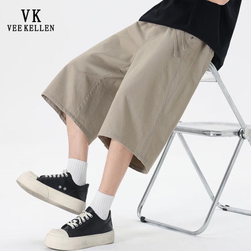 VEE KELLEN Men s Summer Cotton Loose Cropped Casual Shorts 3XL (180-200 lbs)