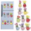10/6/8pcs Mini Vase Refrigerator Magnets Wear Resist Flower Pot Message Sticker 3D Vase Decoration Fridge Magnet for Home Fridge