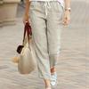 Premium New Women's Loose Cotton - Linen Jogger Pants. Drawstring Elastic Waist, Capri Tapered, with Pockets for Daily Comfort