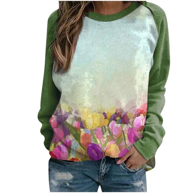 Women's hoodie 3D digital printed round neck hoodie with shoulder inserts for autumn winter women's wear