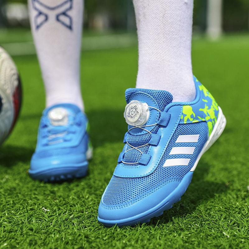 

Дышащие детские футбольные бутсы сетка мальчики TF шипы для сложной поверхности ученики начальной школы подростки девочки тренировочные оригинальные кроссовки 39 синий