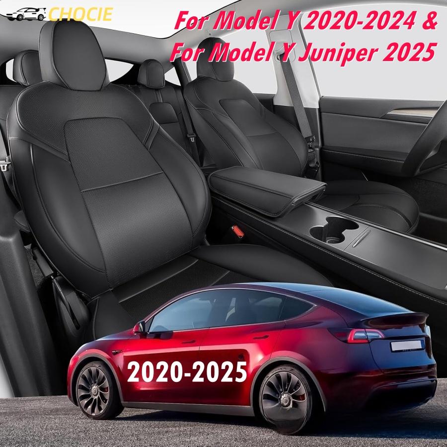 For Tesla Model Y Juniper 2025 Seat Covers 5 Seater for Model Y 20-24 Dog Pet Seat Covers Nappa PU Front & Rear Seat Protectors