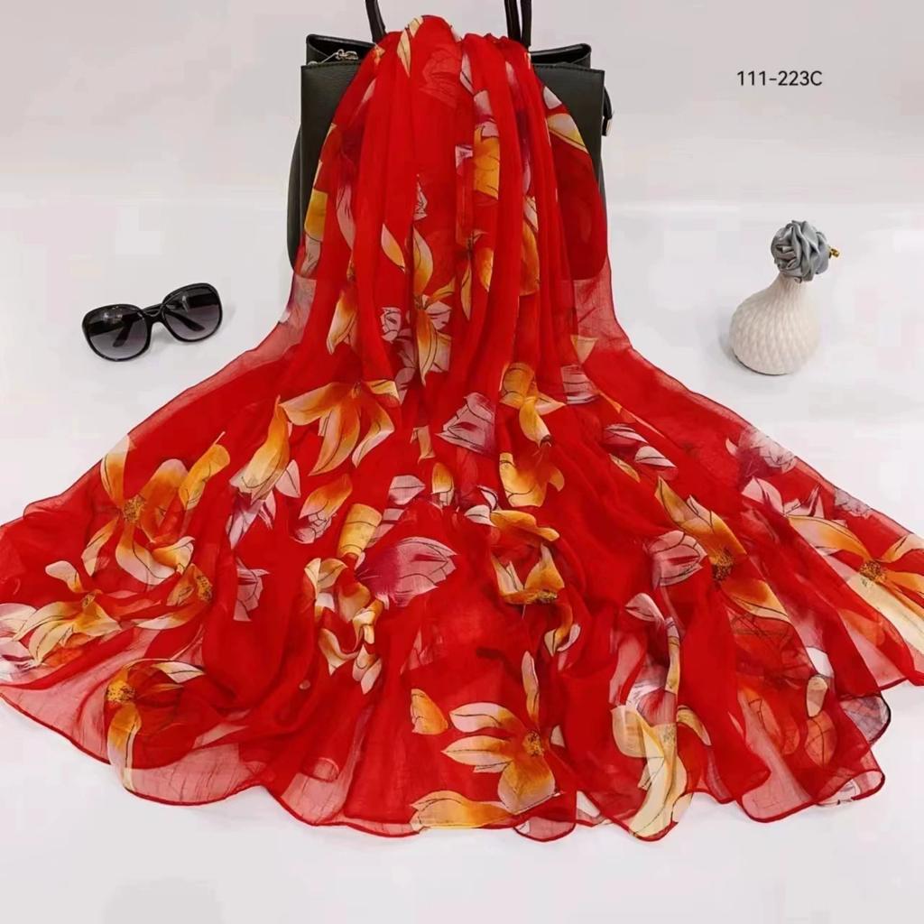 Silk Scarf Women Hijab Pashmina Long Beach Stoles Shawl Wrap Headbands Spring Warm Scarves Bandana Ladies Neckscarf Foulard